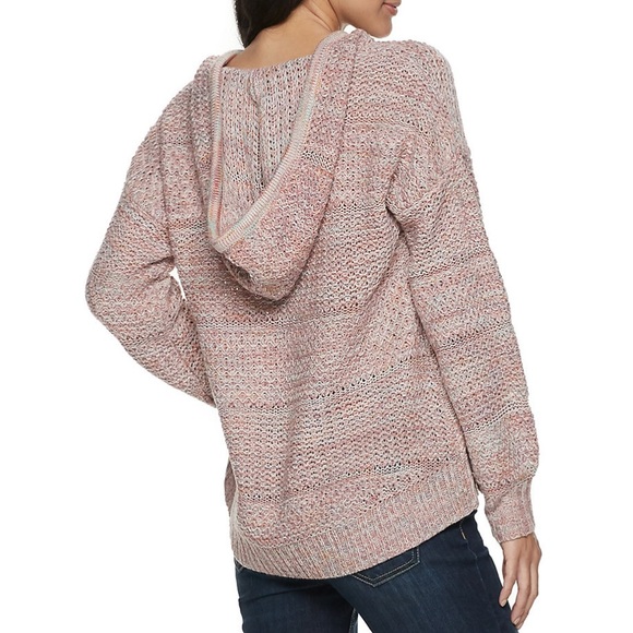 NWT American Rag Mixed Stitch Hoodie Sweater Juniors' Size M Pink High-Low SZ M - Picture 2 of 2